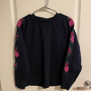 J Crew embroidered crew neck sweater